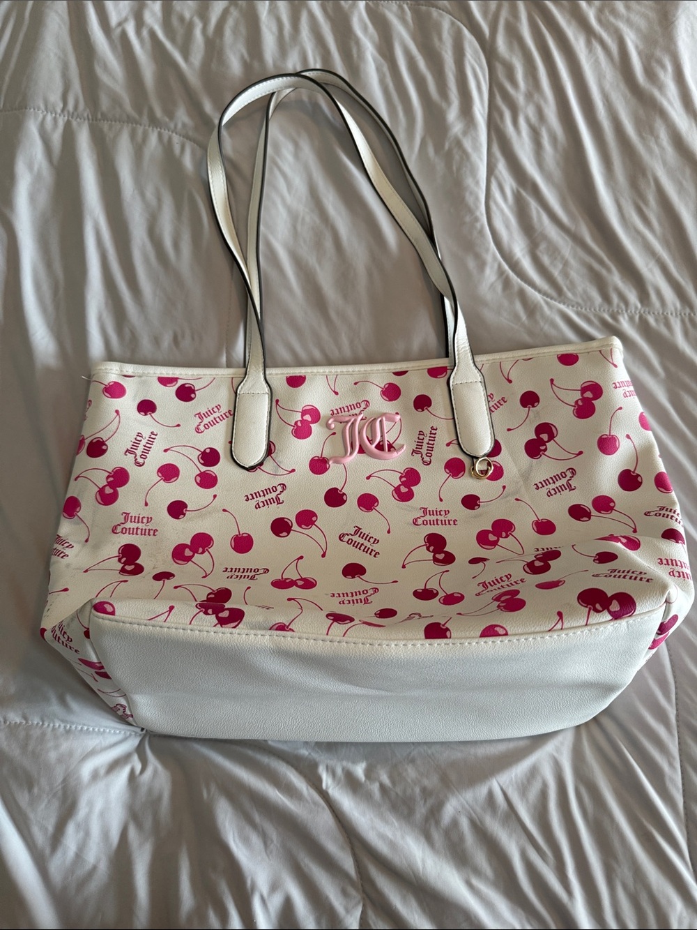 Juicy Couture White Tote with Pink Cherry Motif